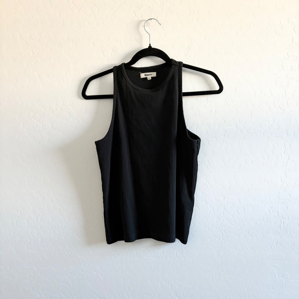 Madewell Ribbed Racerback Tank‎ Top Black Size M Cotton Blend - Picture 2 of 9